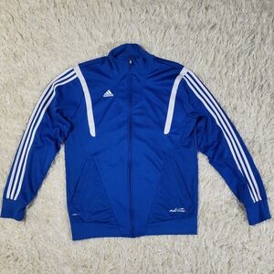 Adidas Soccer Clima Cool Zip Up Jersey Track Jacket Blue And White
